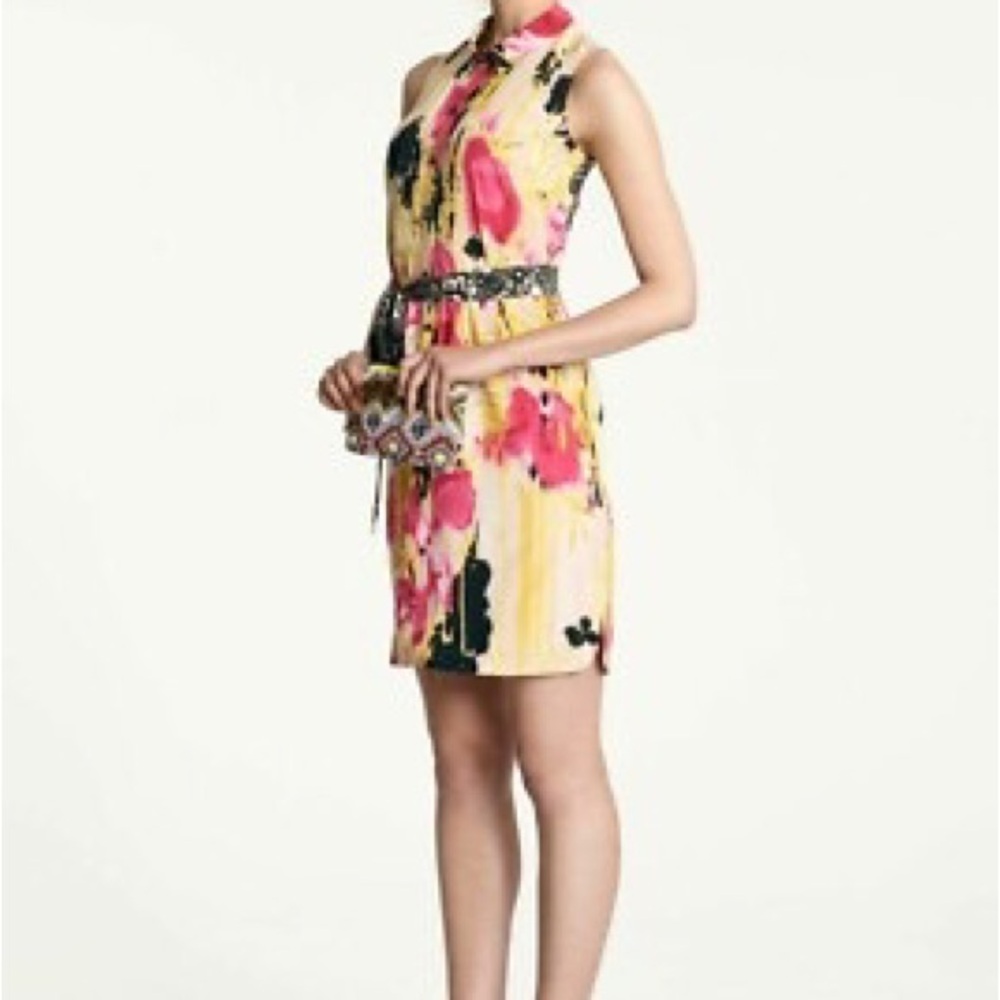 Anthropologie Talitha Pink and Orange Halter Neck Mini Dress Cocktail